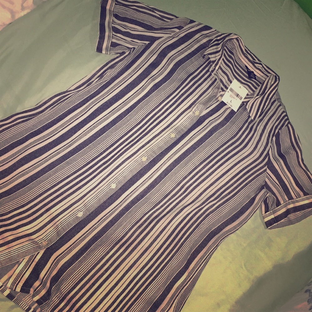 Forever21 Navy and White Button Down Mini Dress